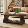 2-Tier Solid Wood Coffee Table, 47-Inch Farmhouse Center Table for Living Room