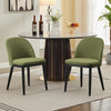 2 Pack Linen Upholstered Dining Chairs with Cushioned Seats and Curved Backrest