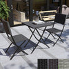 3 Piece Rattan Bistro Dining Set Outdoor Garden Balcony Folding Table Chair
