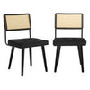 Rattan Back Dining Chairs Set of 1 2 Mid-Century Modern Kitchen Chairs for Home