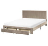Beliani Lonzac Velvet EU King Size Bed withDrawers Taupe Upholstered RRP £379.99