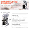 Commercial Dough Mixer 30L 1100W Electric Stand Food Mixer Bakery Beater Whip