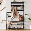 Hall Tree w/Bench,10 Hooks,Shoe Storage,Freestanding Coat Rack for Hallway,Black