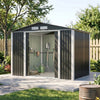 8 x 10ft Garden Shed Metal Apex Roof Outdoor Storage Tool Sheds Lockable Doors