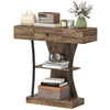 Console Table Hallway Table with Storage Shelves, Rustic Brown