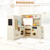 Corner Kitchen Playset Wooden Kids Pretend Play Kitchen w/Fridge-Beige