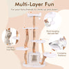 168 cm Tall Solid Wood Cat Tree Modern Wooden Cat Tower w/ Perch
