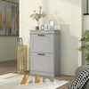 Slim Shoe Storage Cabinet with 2 Flip Drawers for Entryway, Grey