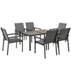 7 Piece Garden Dining Set Outdoor Table and 6 Chairs Furniture Grey