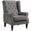 Retro Accent Chair Wingback Armchair with Wood Frame for Living Room Dark Grey