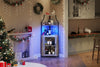 4 Tier Corner Bar Cabinet with LED Light, Glass Holders & Storage,for Home
