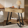 End Side Table for Living Room, Narrow Couch Arm Side Table with Storage Shelves