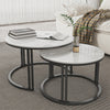 Glossy Round Nesting Coffee Table Set 2 Scratch Resistant Marble Side End Tables