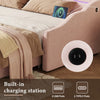 Daybed with Trundle Under Bed 3ft Single Upholstered Sofa Bed, 90x190 cm, Pink