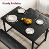 Dining Set for 4 Wood Top Table and 2 PU Leather Upholstered Bench Small Kitchen
