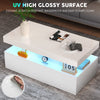 High Gloss LED Coffee Table With Storage 2 Drawers Modern Living Room Furniture