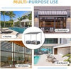 Aluminium Lean-To Gazebo, Wall-Mounted Hardtop Roof Pergola for Garden & Patio