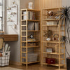 6Tier Bamboo Shelf Open Wood Bookshelf Adjustable Display Storage Rack Organizer