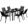 7 Pcs Outdoor Dining Set with Umbrella Hole, Garden Table and Chairs Set for 6