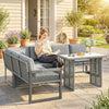 4 Piece Rattan Garden Furniture Set with 3 Loveseats, Table, Grey