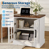24" Nightstand w/Charging Station,Bedside Cabinet w/Adjustable Shelf,for Bedroom