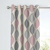 100% Cotton Grey and Blush Pink Geometric Ogee Lined Eyelet Curtains OR Cushions