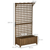 Wooden Raised Bed with Trellis Set of 2 Planter Box Lattice for Climbing Plants