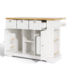 Kitchen Island Storage Trolley Cart with Drop Leaf, Drawers & Spice Racks, White