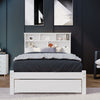 3FT Single Bed Frame Pine Wooden Storage Kids Bed Headboard Shelves Drawer White