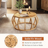 Solid Wood Coffee Table, 31.5-Inch Round Center Table with Curved Frame Base