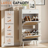 Bonnlo Rattan & Drawer Shoe Cabinet, 2 Bins + 1 Drawer, Adjustable