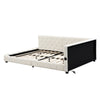 Upholstered Double Bed Frame 4ft6 Daybed w/ Headboard, Boucle, 135x190 cm, Beige