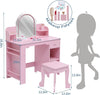 Kids Vanity Set with LED Mirror,Makeup Desk with 1 Drawers &,2 Open Shelves