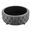 Chesterfield Button Linen Round Ottoman Pouffe Footstool Coffee Tea Table Grey