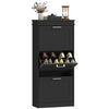 Slim Shoe Storage Cabinet with 3 Flip Drawers for Entryway, Black