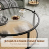 30" Round Rattan Coffee Table w/ Storage, 2 Tier Glass Centre Table Living Room