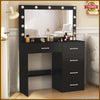 Large LED Light Mirror Dressing Table Set with 5 Drawers Vanity Make up Desk UK