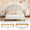 Double Bed 135x190 cm Velvet Upholstered Platform Bed Frame with Headboard Beige