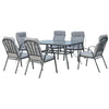 7 Piece Garden Dining Set with Cushioned Chairs for Outdoor Patio Grey