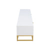 Modern White TV Stand Cabinet Storage Unit w/ 4 Soft-Close Doors, Gold Handles