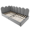 Velvet Daybed With 2 Drawers, 3ft Single Sofa Bed For Partment, Grey, 90x190cm