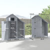 Garden Outdoor Wooden Tool Storage Shed With 3 Shelves, Firewood Rack, Grey