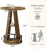 Round Bar Table, 39.4" H High Top Bistro Table with Storage for Living Room,
