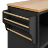 KITCHEN ISLAND ROLLING TROLLEY STORAGE CABINET WITH 2 DRAWERS AND CUPBOARD BLACK