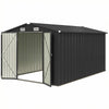 12 x 8 ft Garden Shed, Outdoor Storage Shed with 4 Vents, Dark Grey