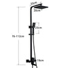 Black EXposed Bathroom Shower Mixer Twin Head Large Bar Set Square Valve System