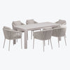 6 Seater Beige Aluminium Extendable Garden Dining Set with Rope Chairs FTR256