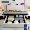 NEW LED OTTOMAN STORAGE PANEL WHITE PU LEATHER UPHOLSTERED BED FRAME DOUBLE Jszs
