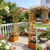 Wooden Garden Arch Pergola with 2 Planters Trellis Arbor for Roses & Vines