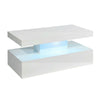 White Gloss Coffee Table with LED Lights – 90cm Modern Living Room Table